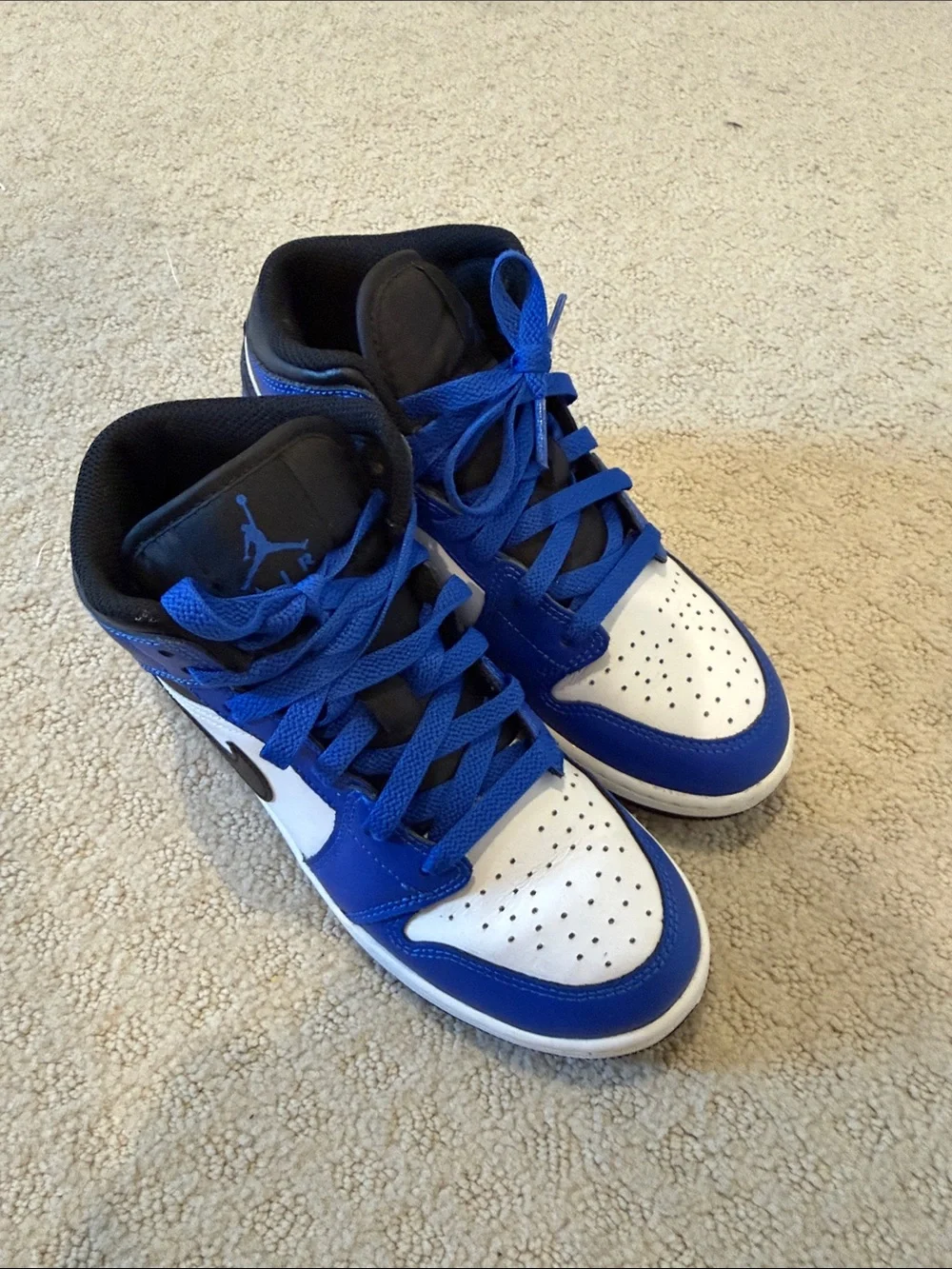 Nike Air Jordan Kids Royal Blue and White Mid-Top Sneakers